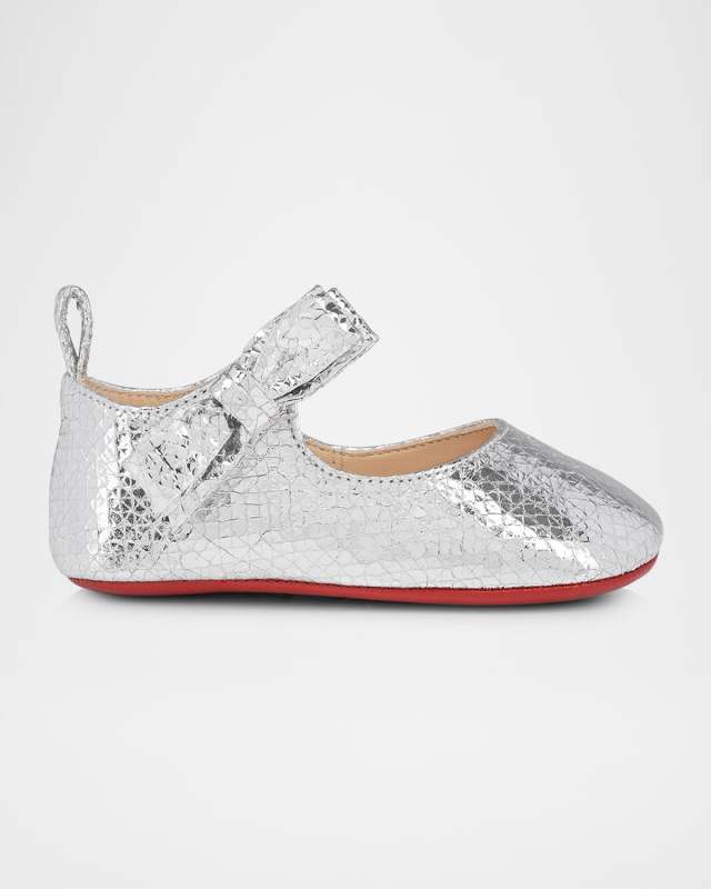 Girl's Lou Specchio Leather Bow Ballet Flats,